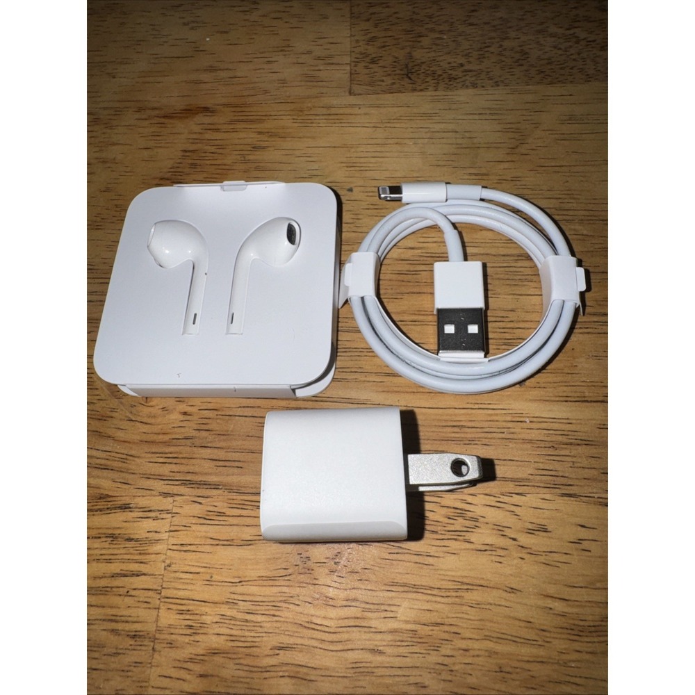 Original OEM Apple iPhone   USB Lightning Cable + Wired Earbuds + Wall Charger
